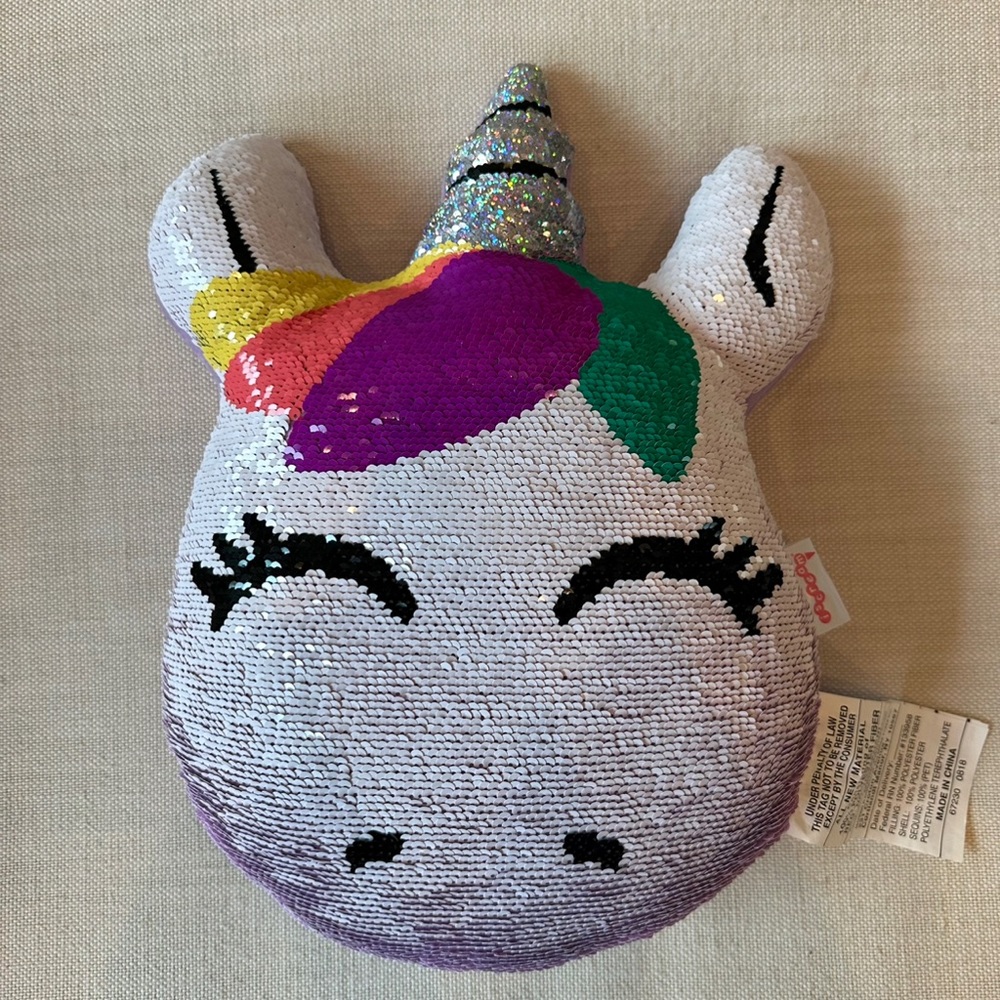 Reversible sequin Unicorn Pillow